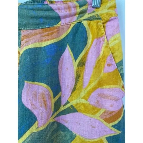Tahari Linen Tropical Wide Leg Palazzo Pants Size Medium Pockets Ankle Cropped - Picture 2 of 7